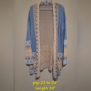 Boho Aztec Geometric Colorful Cardigan With Pockets